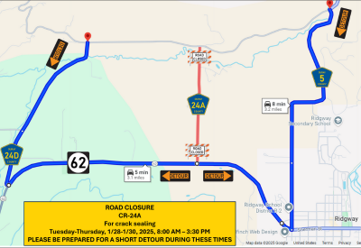 Road and Bridge Notice 24A Closure Jan 28-30